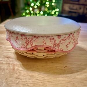 Longaberger Pink Floral Basket with Lid